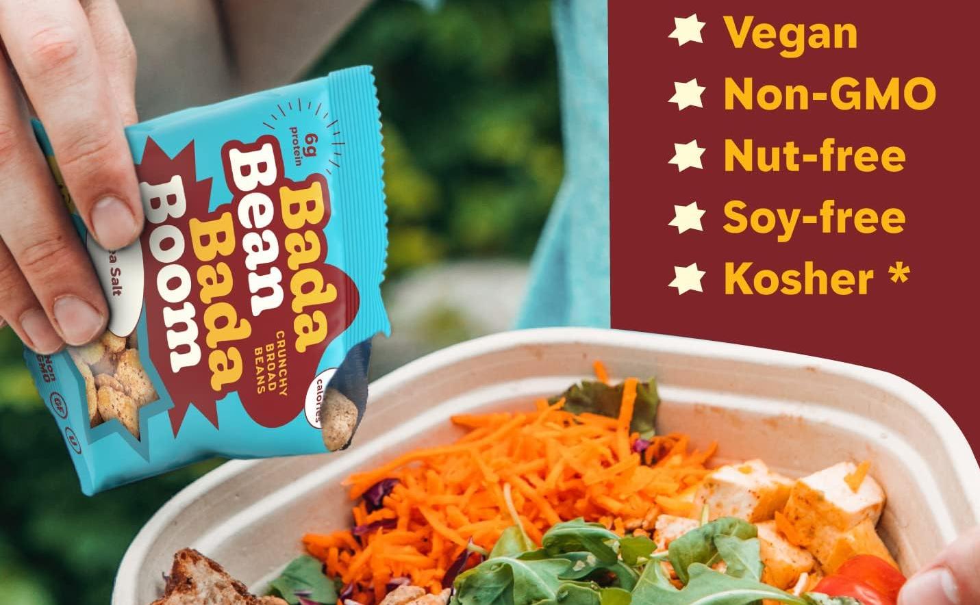 Bada Bean Bada Boom Plant-Based Protein, Gluten Free, Vegan, Crunchy Roasted Broad (Fava) Bean Snacks, 100 Calorie Packs, The Classic Box Variety Pack, 1 Ounce (24 Count) Bada Bean Bada Boom Plant-Based Protein, Gluten Free, Vegan, Crunchy Roasted Broad (Fava) Bean Snacks, 100 Calorie Packs, The Classic Box Variety Pack, 1 Ounce (24 Count)
