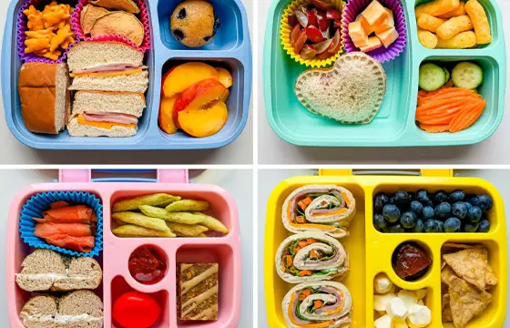 lunch box with apple、snacks and bread