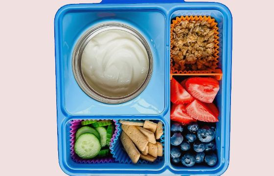 Berries, granola, and yogurt