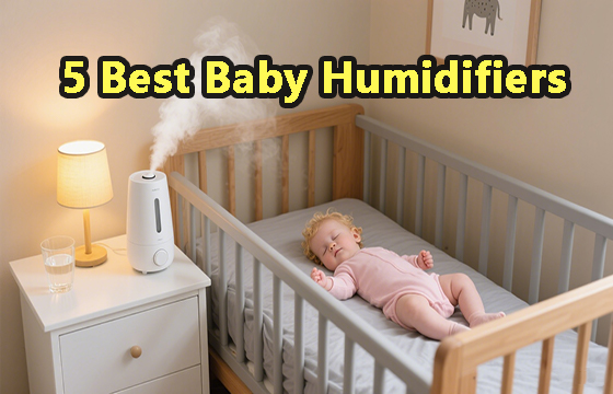 a baby is sleeping well with a humidifier working